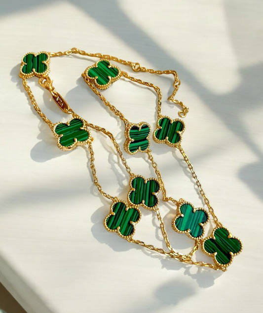 Cadena Clover Malaquitas