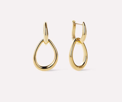 Aros Teardrop Bicolor Plata 925 - Oro 18K