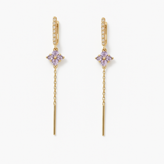 Argolla Flor Lila Colgante