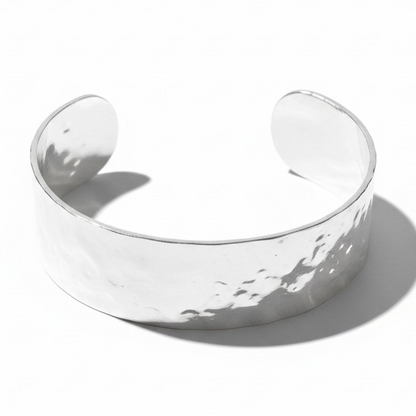 Esclava Martillada Ancha -Rodio