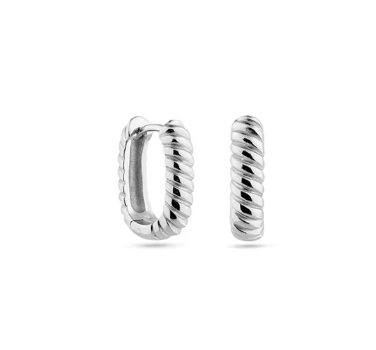 Argollas Trenza Oval 1.5cm - Rodio