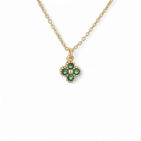 Cadena Mini Clover Verde - 18k