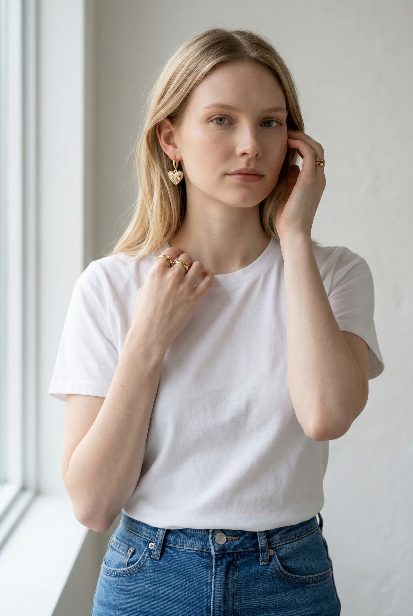 Argollas Heart Charm - Baño de Oro 18k