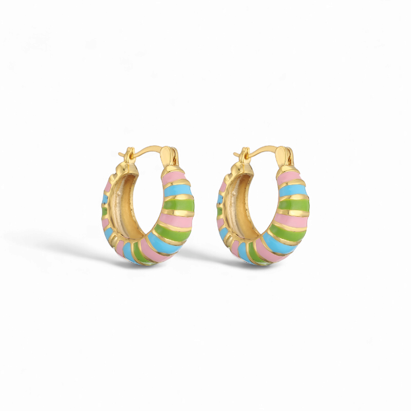Argollas Esmaltadas Rayadas Multi