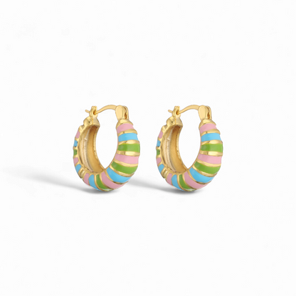 Argollas Esmaltadas Rayadas Multi