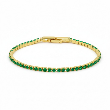 Pulsera Tennis 2mm Verde - Baño Oro 18k