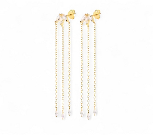 Aros Cascada 6cm Plata 925 –  Baño de Oro