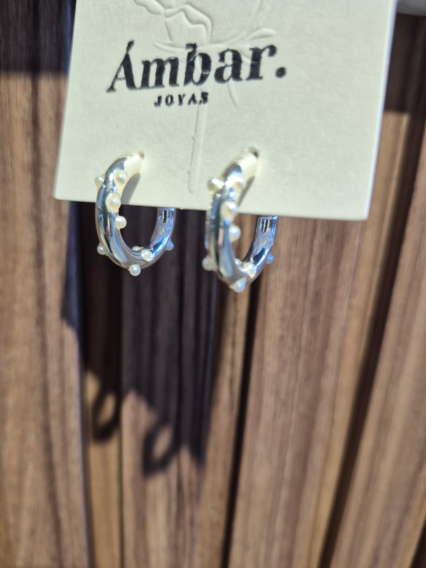Aros Argollas con Perlas – Baño de Plata