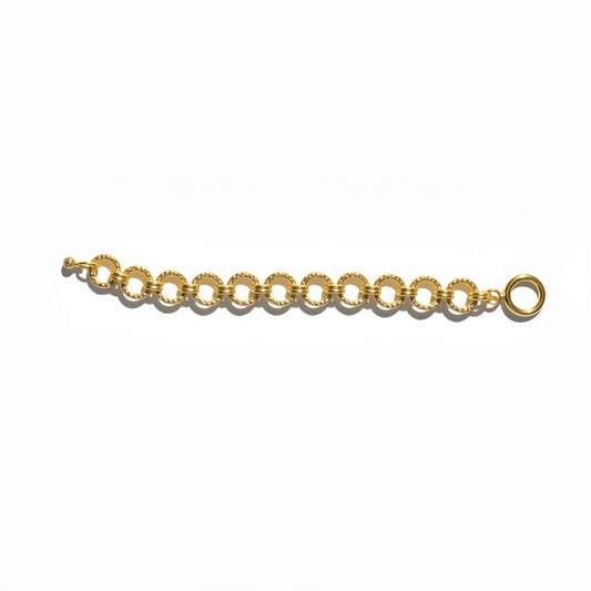 Pulsera Círculos Texturizados – Baño de Oro 18k - Ámbar Joyas