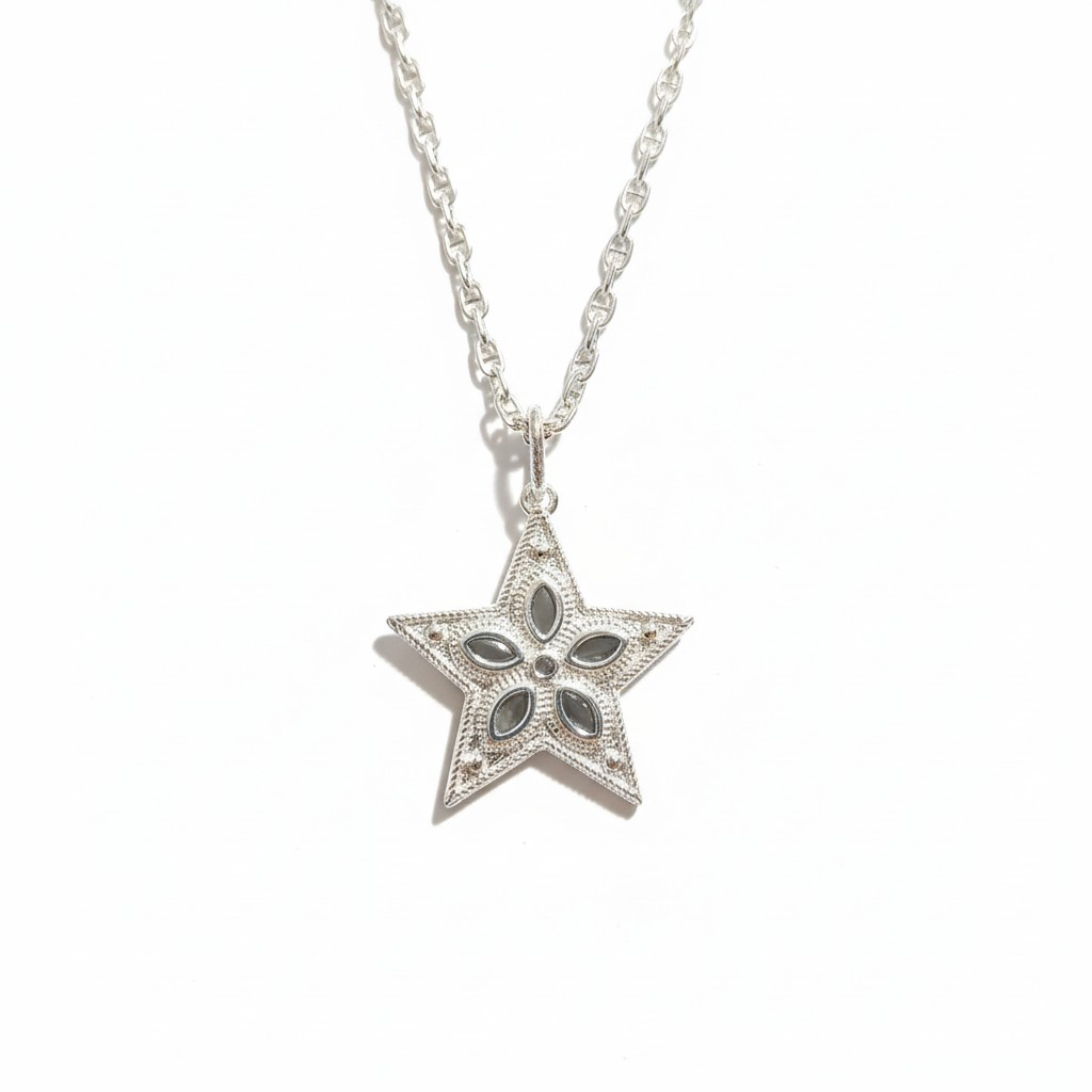 Cadena Eslabones Estrella Maxi - Baño de Plata