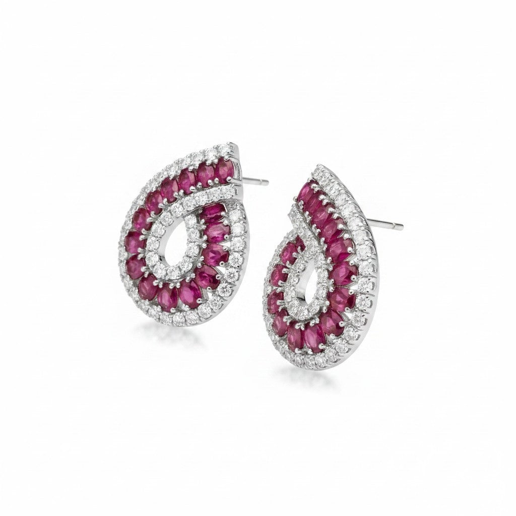 Aros Colgantes Fucsia – Baño de Rodio
