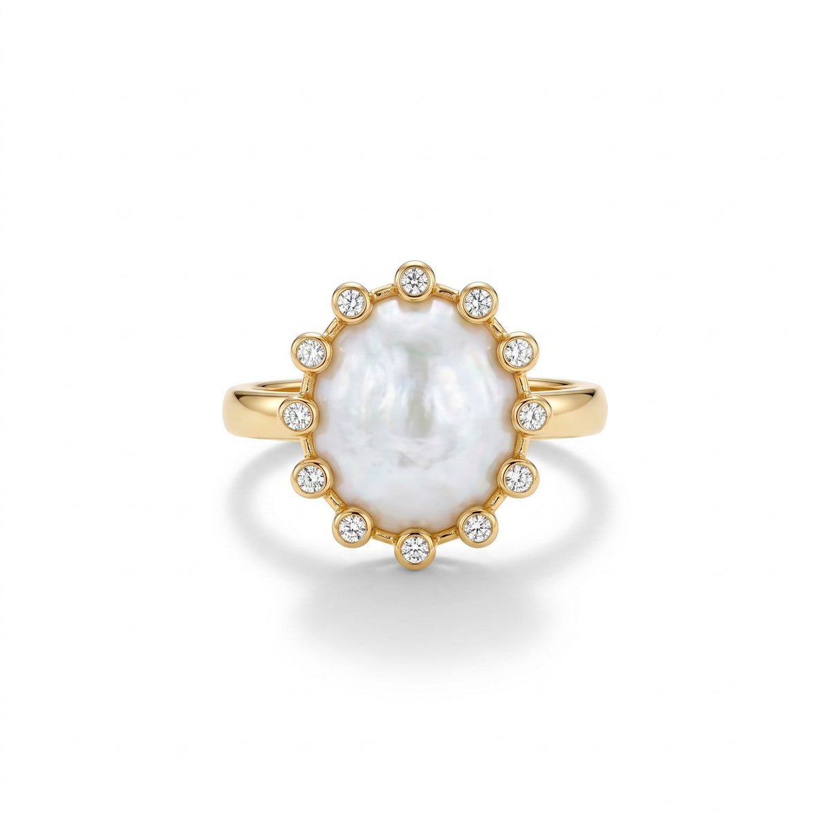 Anillo Perla Barroca on Halo – Baño de Oro 18k
