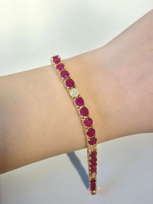 Pulsera Tennis Fucsia - Baño Oro 18k