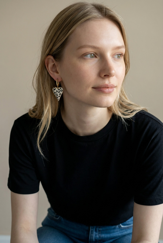 Argollas Corazón Leopardo Maxi - Baño de Oro 18k