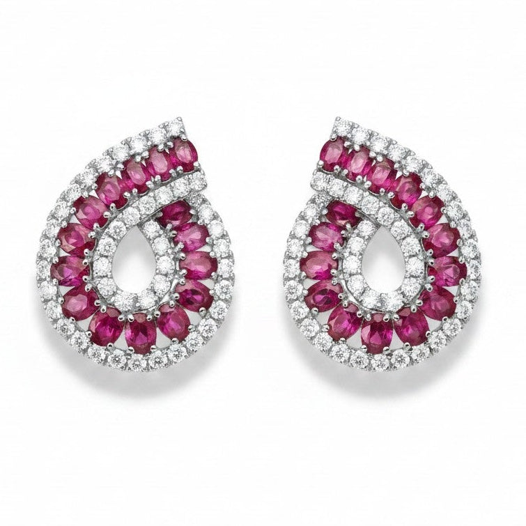 Aros Colgantes Fucsia – Baño de Rodio