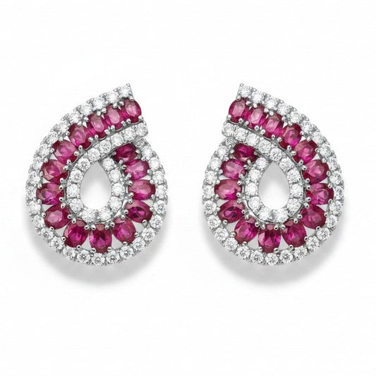 Aros Colgantes Fucsia – Baño de Rodio