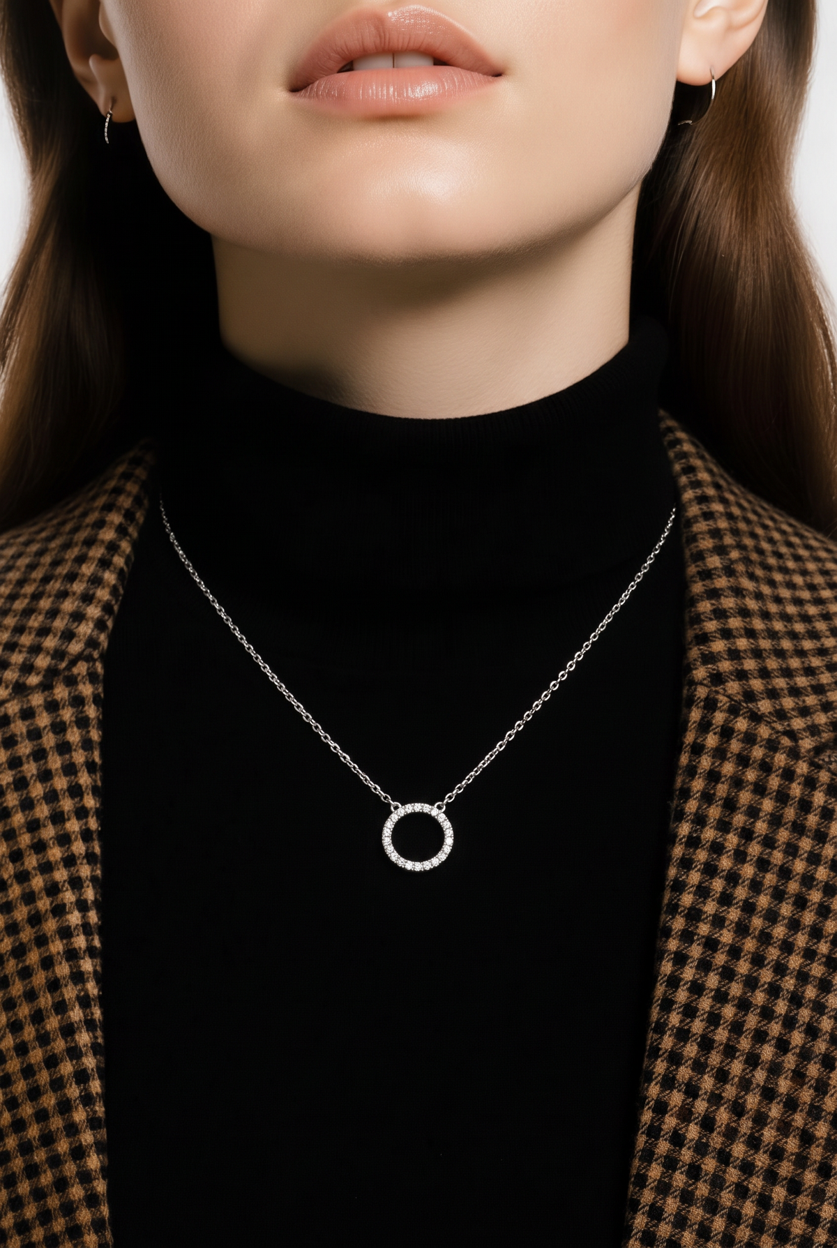 Collar Círculo de la Eternidad Circonitas – Baño de Rodio - Ámbar Joyas (foto 3)