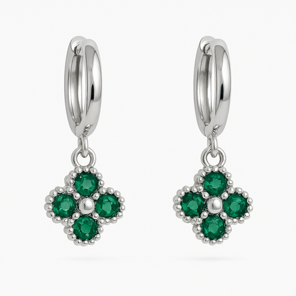 Aros Mini Clovers Mini Verde Plateado