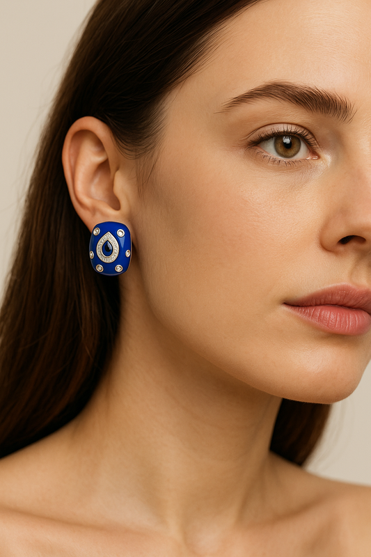 Aros Clip Gota Esmaltados con Circonitas – Plata 925 *