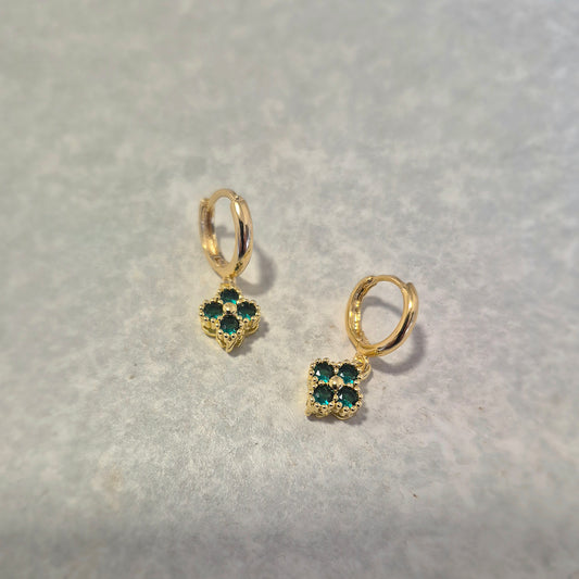 Aros Mini Clovers Mini Verde Dorado
