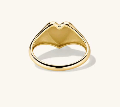 Anillo Sello Corazon Plata 925 - Oro 18k