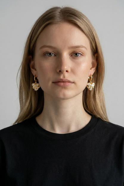 Argollas Heart Charm - Baño de Oro 18k