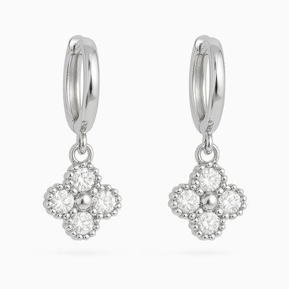 Aros Trébol Mini Plateado