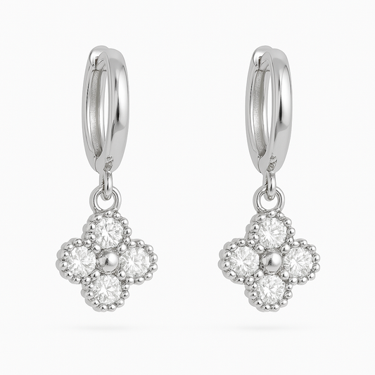 Aros Trébol Mini Plateado