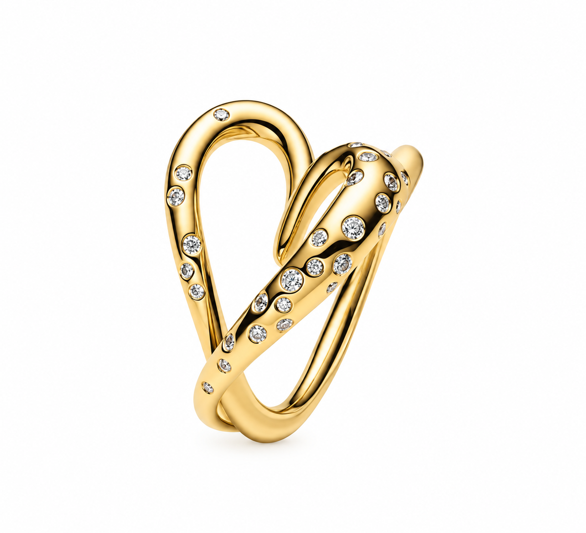 Anillo Cruzado Gota Circones – Baño de Oro 18k