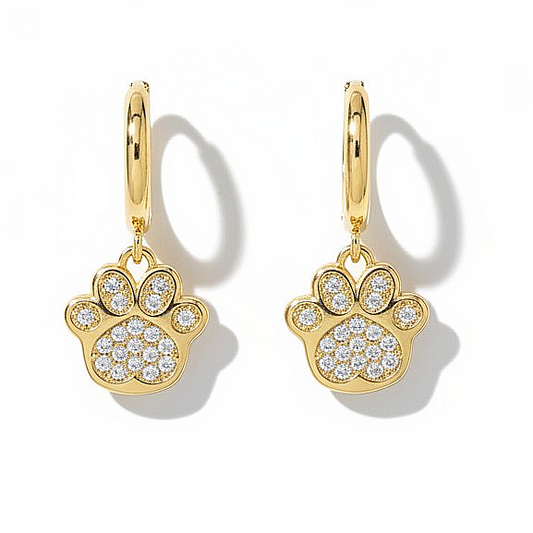 Aros Argollas Huella de Perro - Baño de Oro 18k