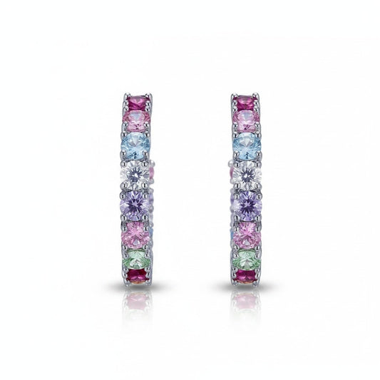 Argollas Multicolor 3cm – Baño de Rodio