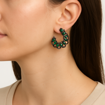 Aros Semicirculares con Circones Verdes y Negros