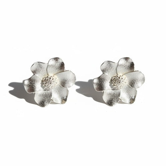 Aros Flor Satiados - Baño de Plata