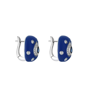 Aros Clip Gota Esmaltados con Circonitas – Plata 925 *