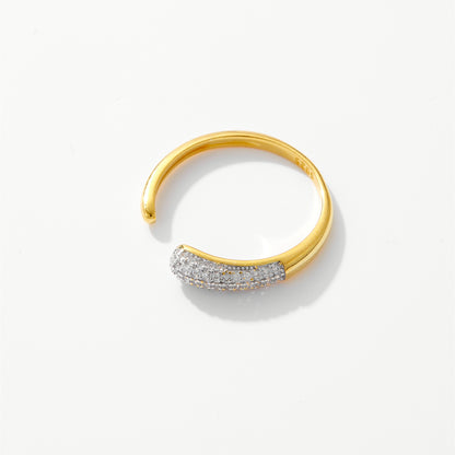 Anillo Ajustable Pavé Plata 925 – Oro 18k