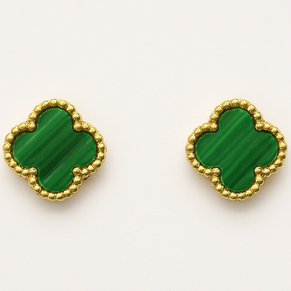 Aros Sweet Clovers Malaquita Trébol Dorado