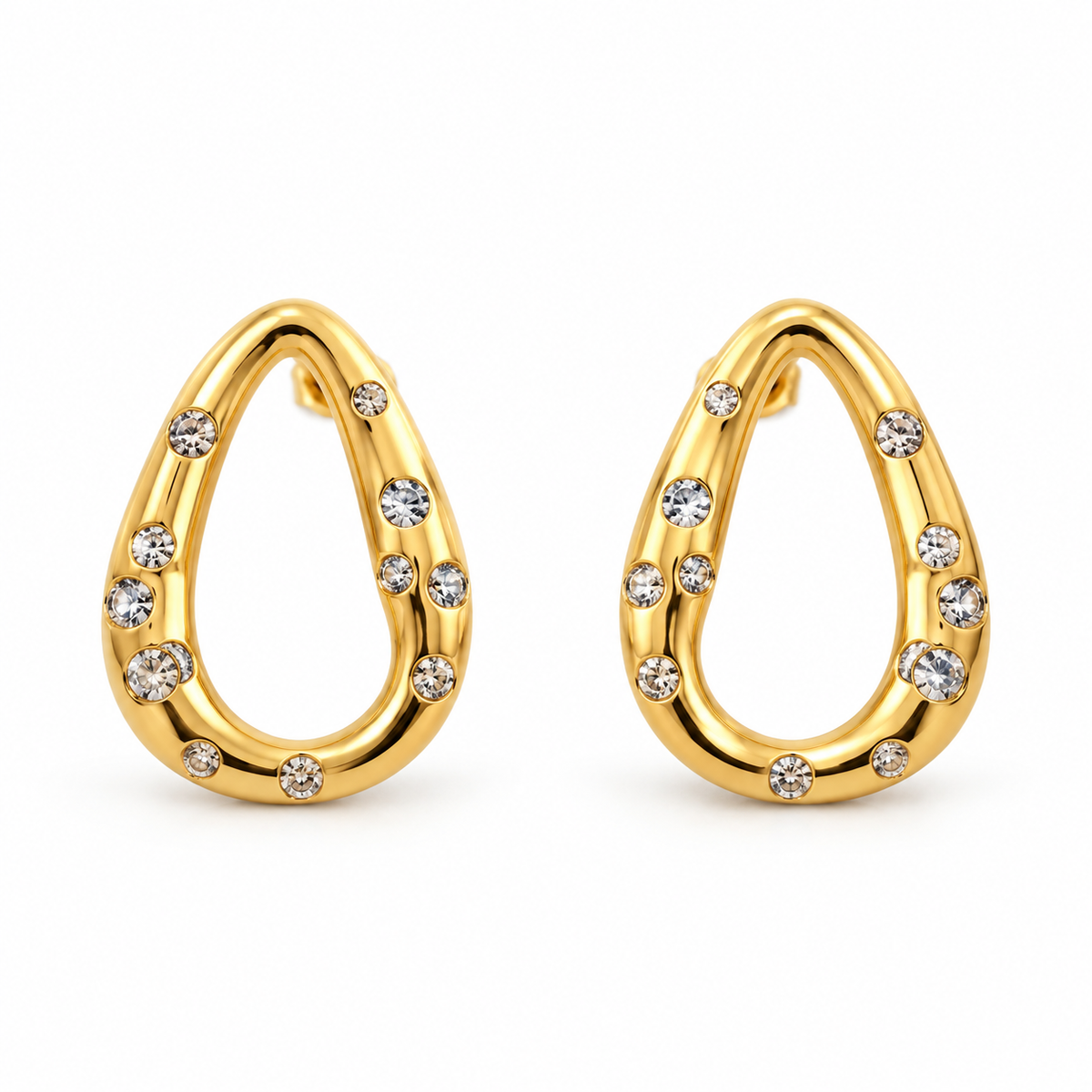 Aros Gota Lisos – Baño de Oro 18k