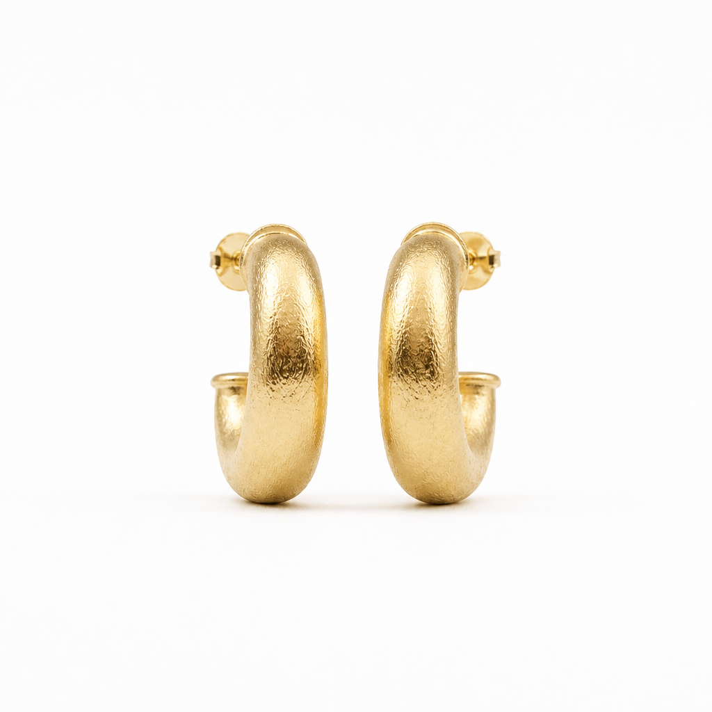 Argollas 2cm Satinadas Chunky - Baño de Oro