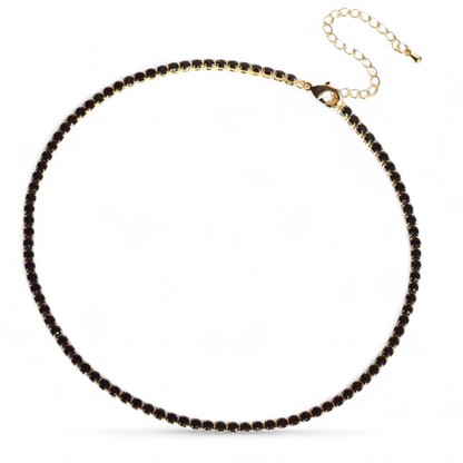 Collar Tennis Ajustable Negro Circonitas 3mm