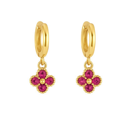 Aros Trébol Mini Clovers Fucsia