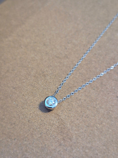 Cadena Punto de Luz Moissanita Bisel 4mm - Plata 925