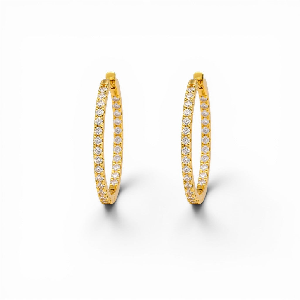 Argollas Pavé 2cm - Baño de Oro 18k
