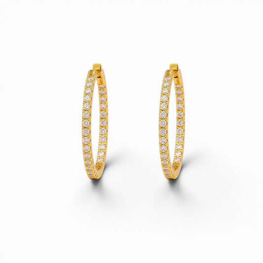 Argollas Pavé 2cm - Baño de Oro 18k