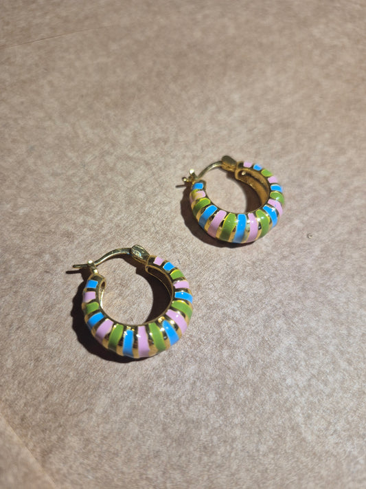 Argollas Esmaltadas Rayadas Multi