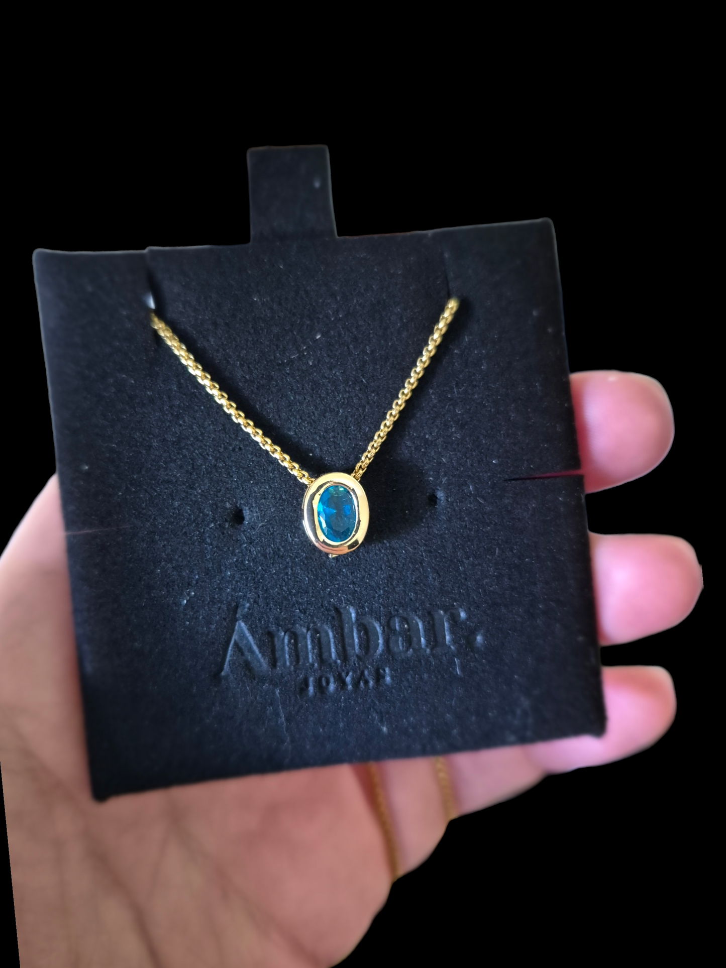 Collar Ovalado Agua Marina Bisel