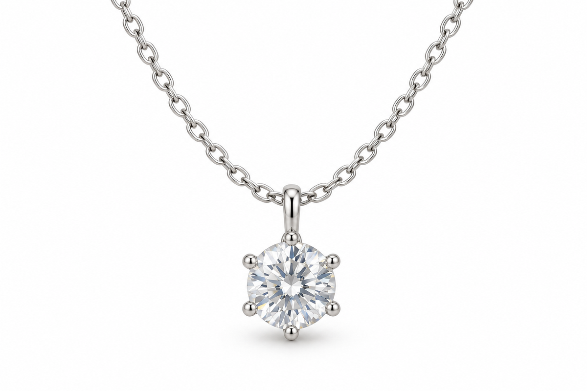 Collar Solitario Seis Garras – Baño de Plata