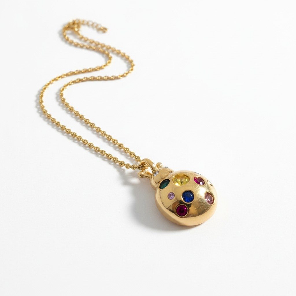 Cadena Escarabajo Maxi Multicolor - Baño de Oro 18k