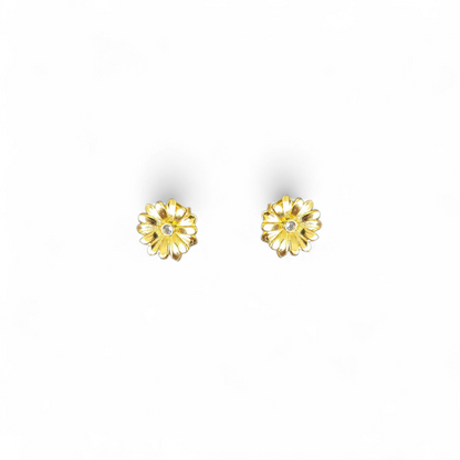 Aros Flor Margarita Pequeña - Baño de Oro