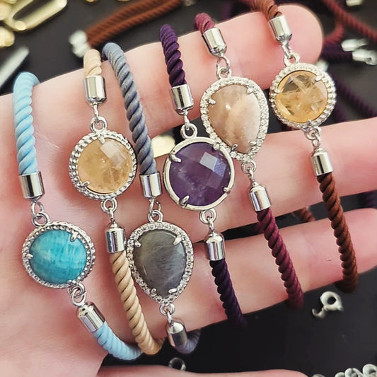 Pulsera Turquesa Ajustable Piedras Naturales - Baño de Rodio