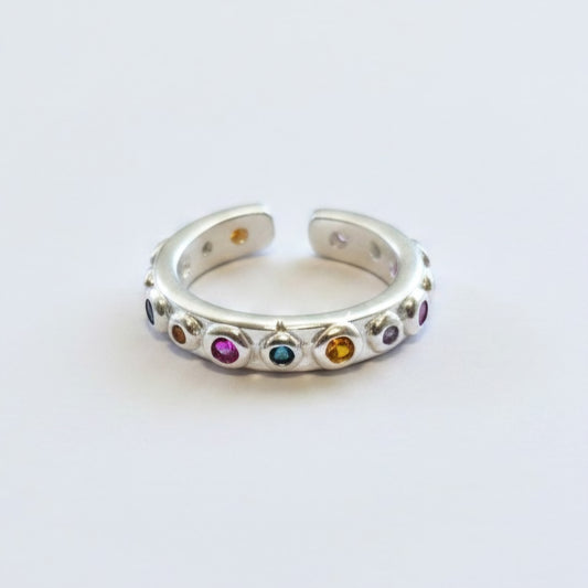 Anillo Ajustable Multicolor · Baño de Plata